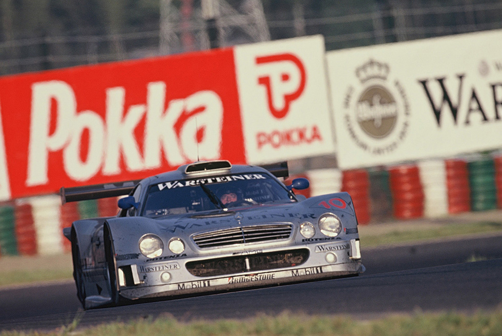 Mercedes CLK-GTR dominated their rivals by securing pole position and finishing first and second in their first 1000km challenge. They won by nearly a minute ahead of third place and below.
