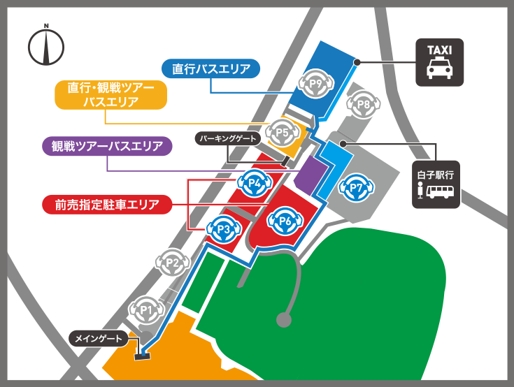 Front Parking Lot & Various Bus Stop MAP April 5 (Sat)