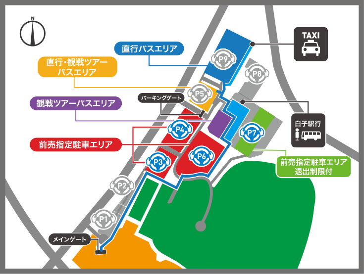 Front Parking Lot & Various Bus Stop MAP April 6 (Sun)