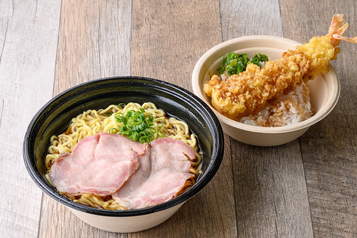 Chinese Noodles with Mini Shrimp Tempura Rice Bowl Set