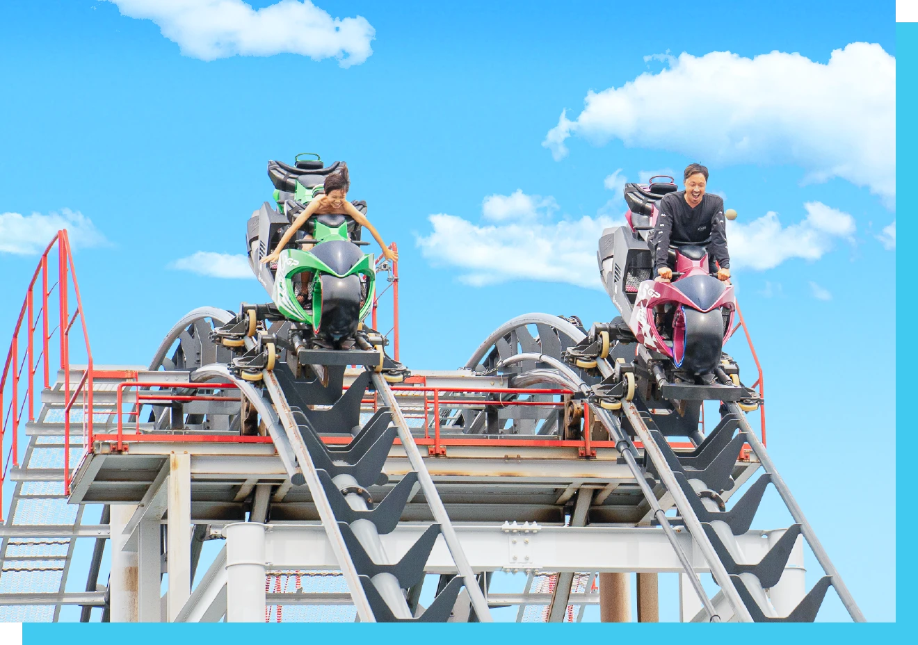 Motorcycle-Style Roller Coaster GP Racers
