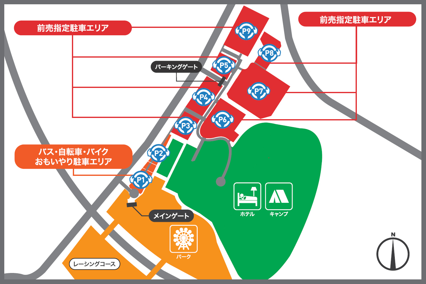 Front parking lot map of SUZUKA CIRCUIT during the Super Formula period