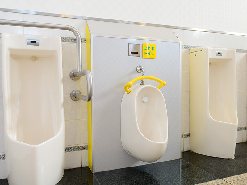 Children's restroom equipped with small toilets for kids