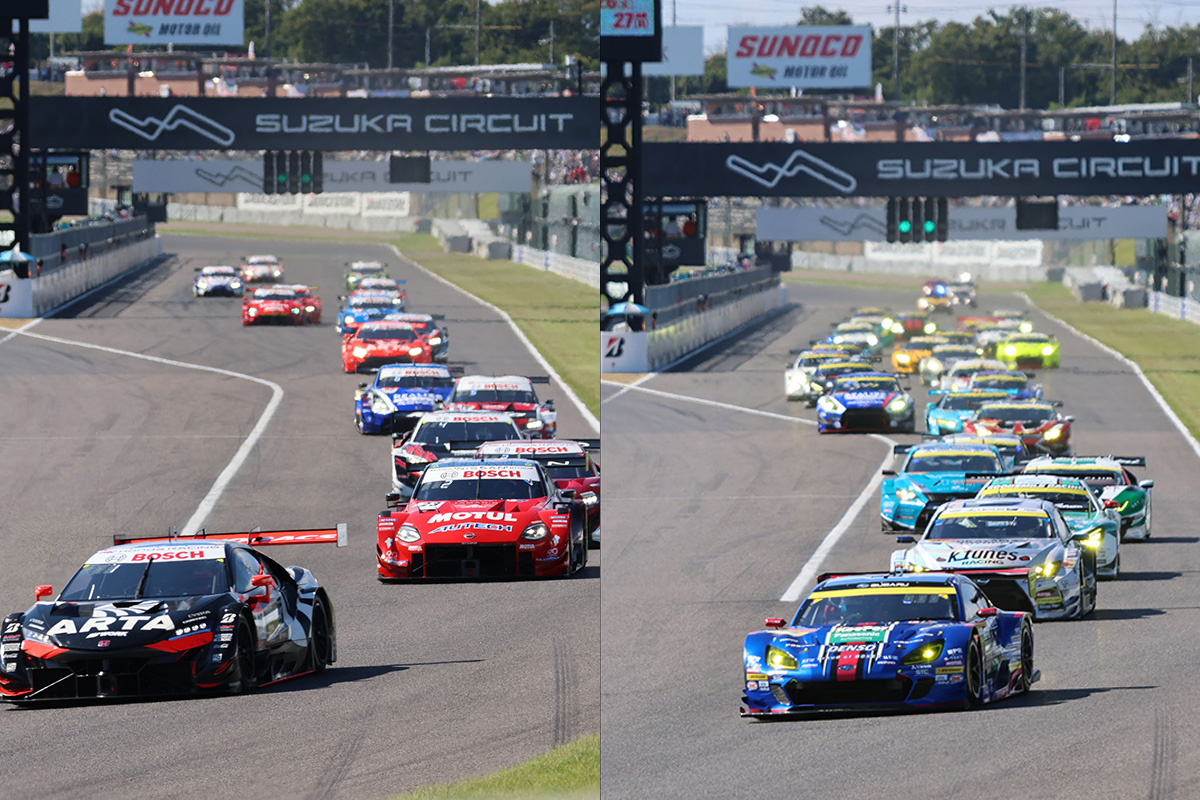 Start scenes of the GT500 class (left) and the GT300 class (right)