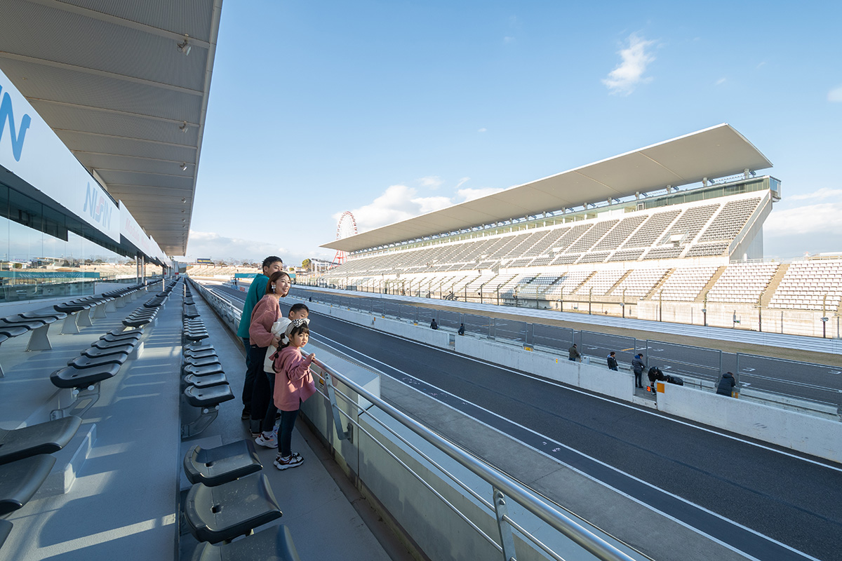 Indoor terrace seats overlooking the pit