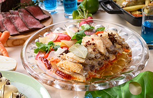 四川ピクルスと蒸し鶏の冷製