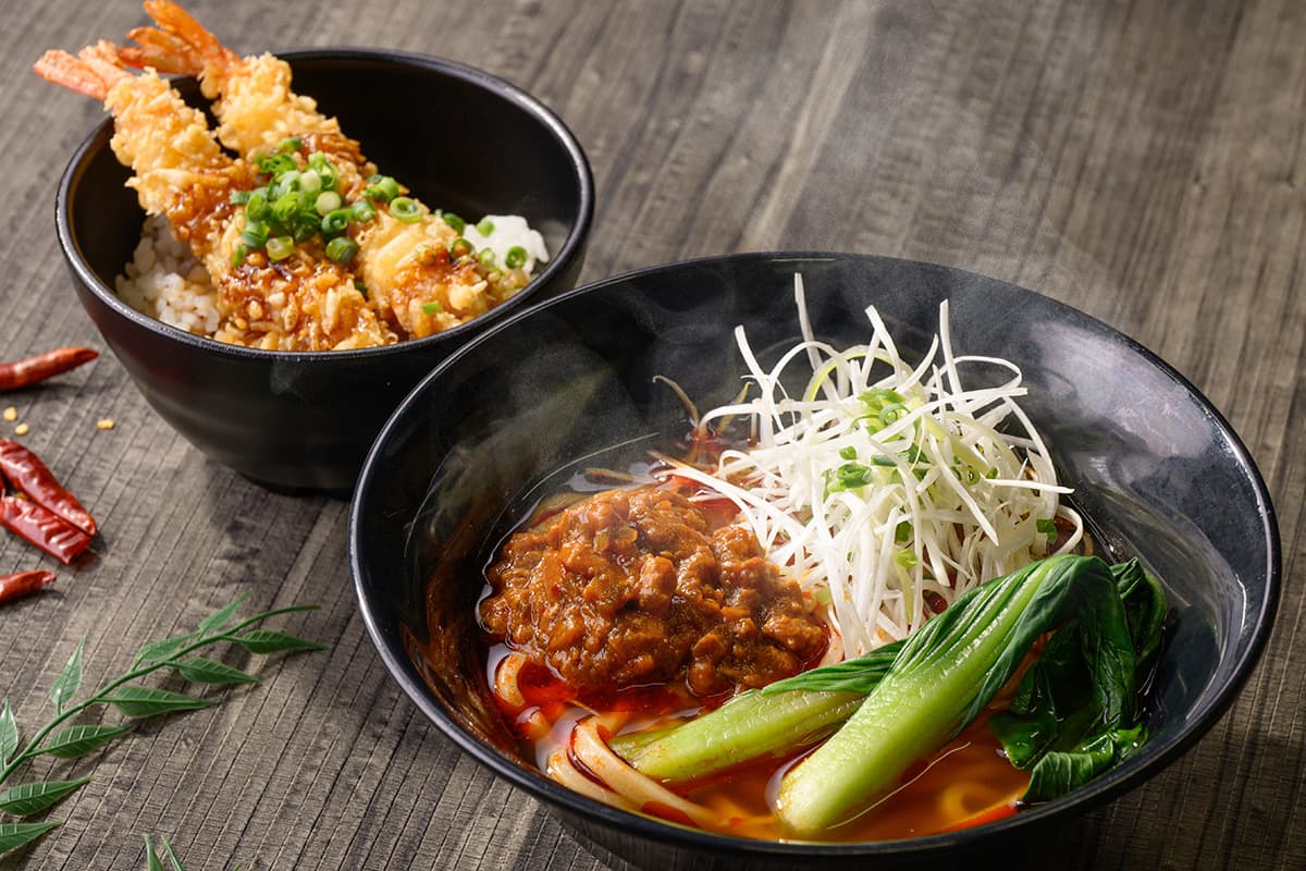 麻辣擔擔烏龍麵 迷你炸蝦天丼套餐