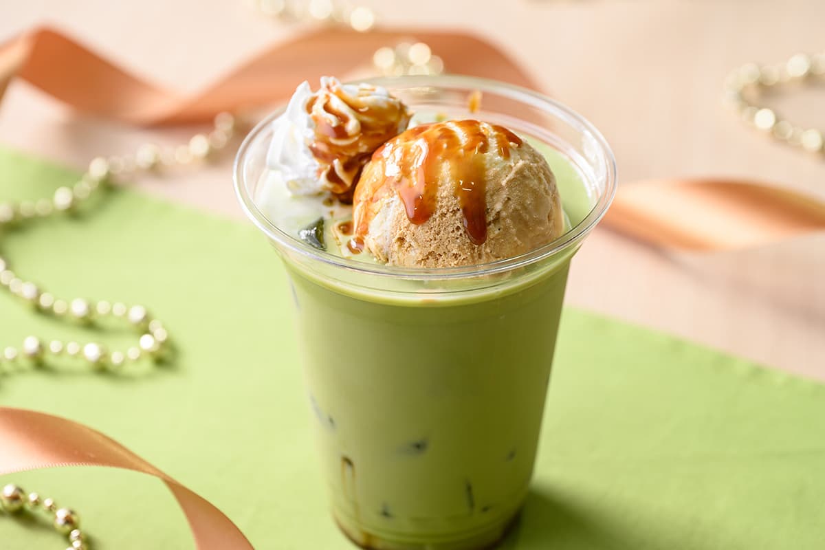 焦糖抹茶漂浮飲